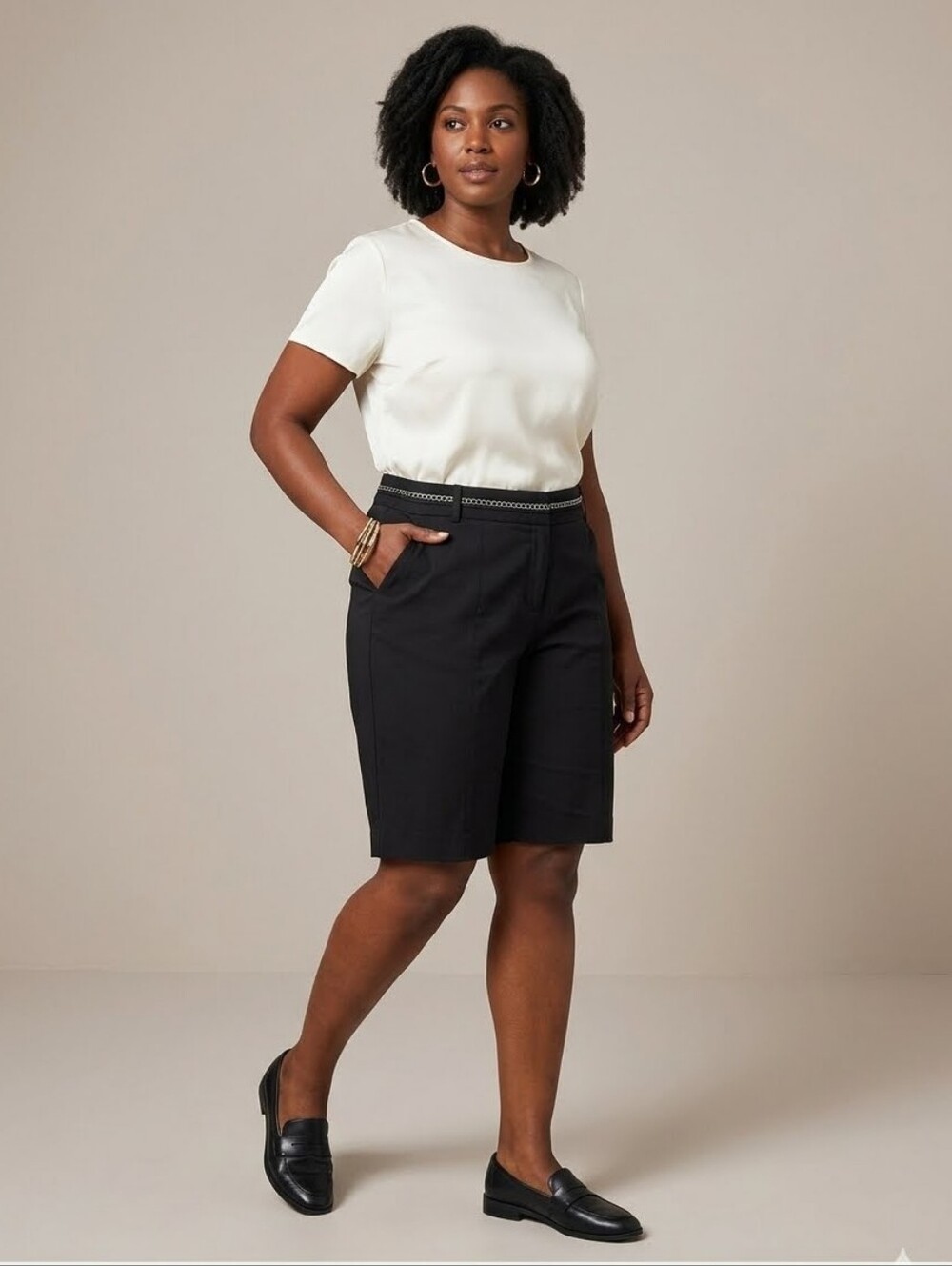 Cato Black Stretch Bermuda Shorts